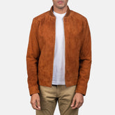 Takon Brown Suede Bomber Jacket